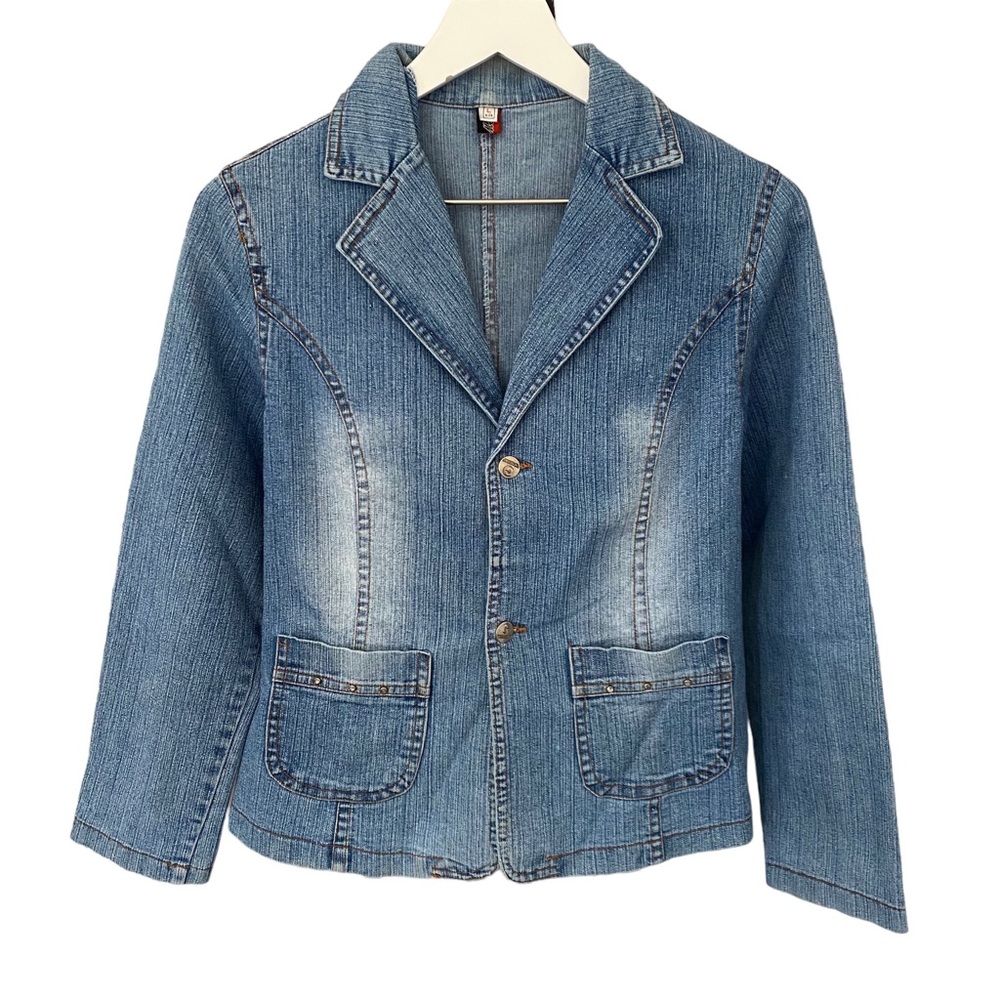 Vintage Y2K Miker Model Denim Blazer Women’s Size Large